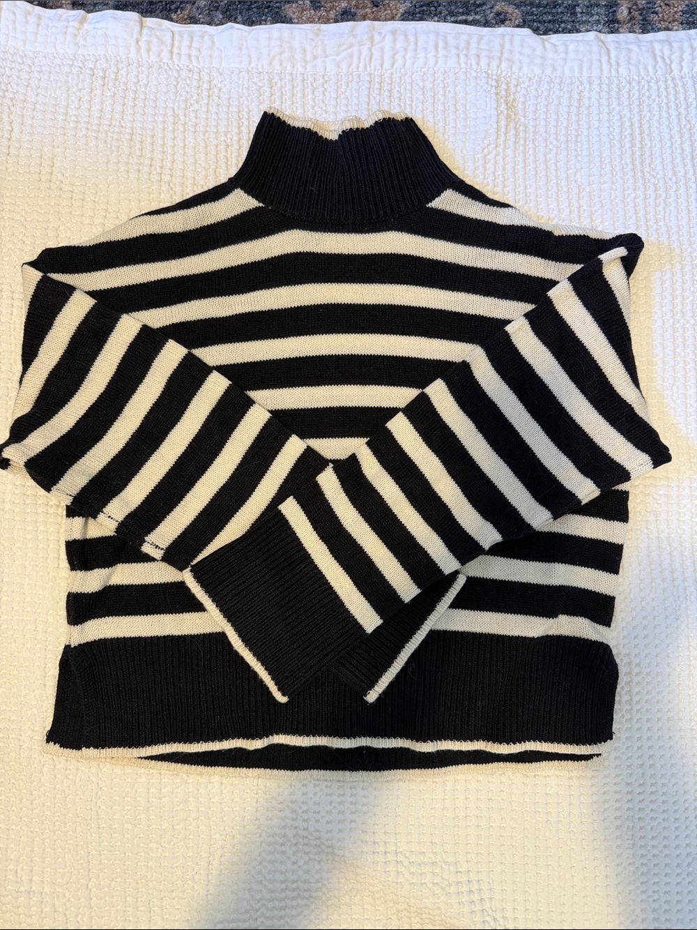 H&M Navy and White Striped Turtleneck Sweater